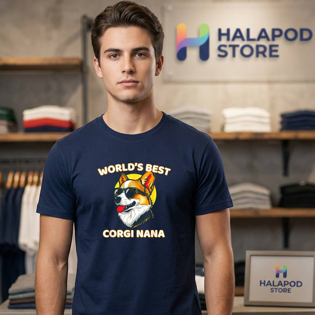 Worlds Best Corgi Grandma Nana Shirt Funny Dog Lover Graphic Apparel Mens