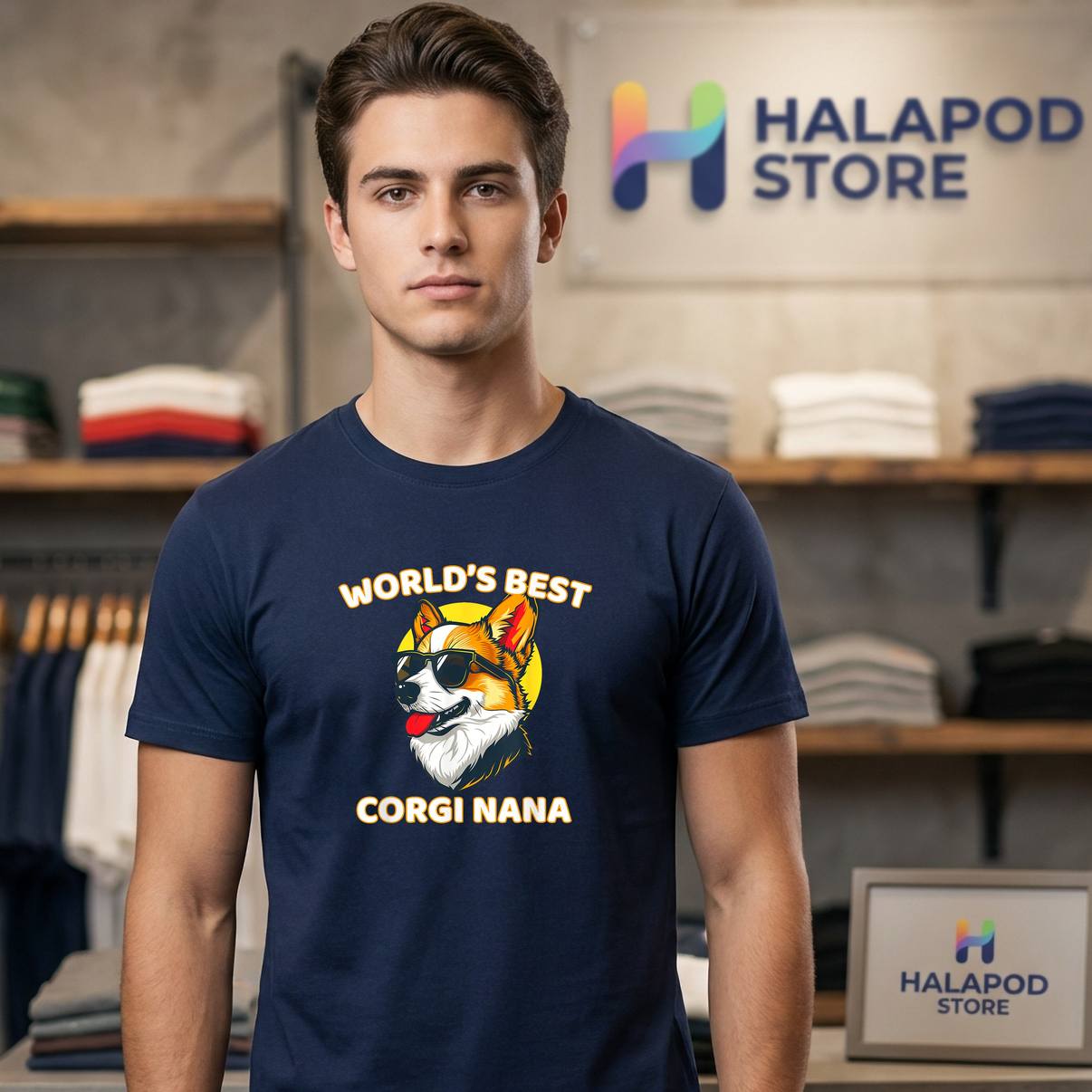 Worlds Best Corgi Grandma Nana Shirt Funny Dog Lover Graphic Apparel Mens
