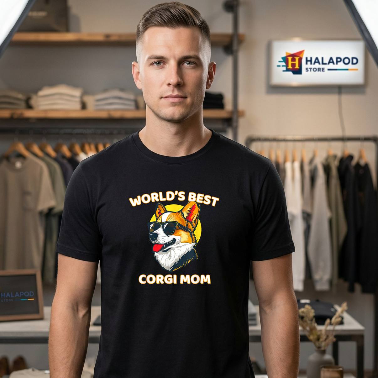 Worlds Best Corgi Mom Mother Tee Shirt Funny Dog Lover Graphic Apparel Mens
