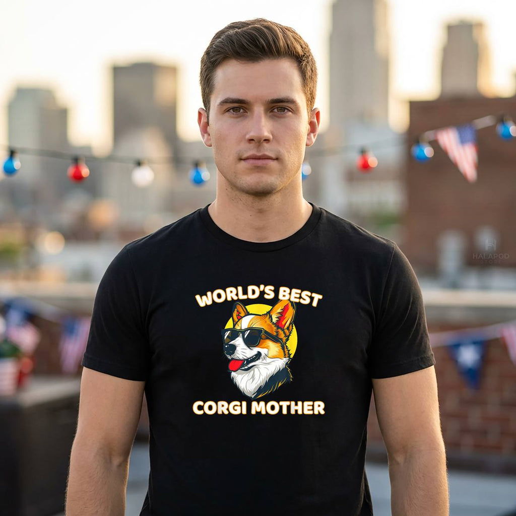 Worlds Best Corgi Mother Mom Shirt Funny Dog Lover Graphic Apparel Mens