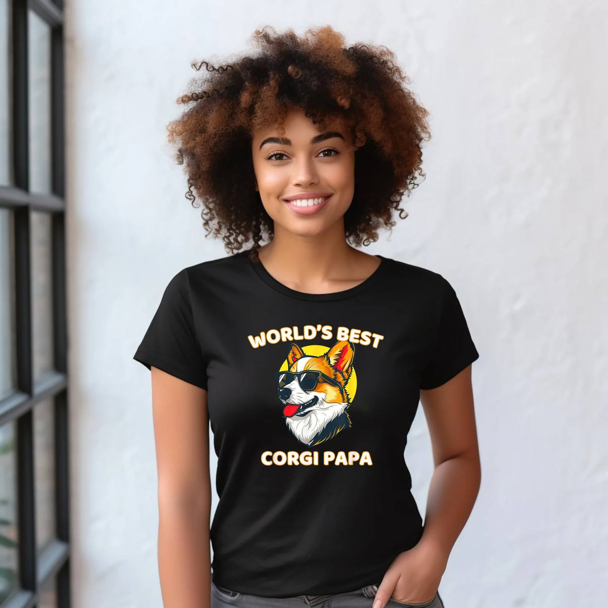 Worlds Best Corgi Papa Father Shirt Funny Dog Lover Graphic Apparel Mens