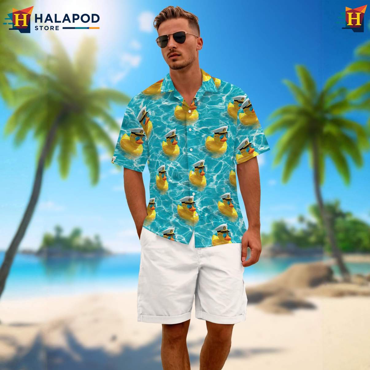 Yellow Retro Graphic Mens Hawaiian Shirt Funny Aloha Summer Party Outfits