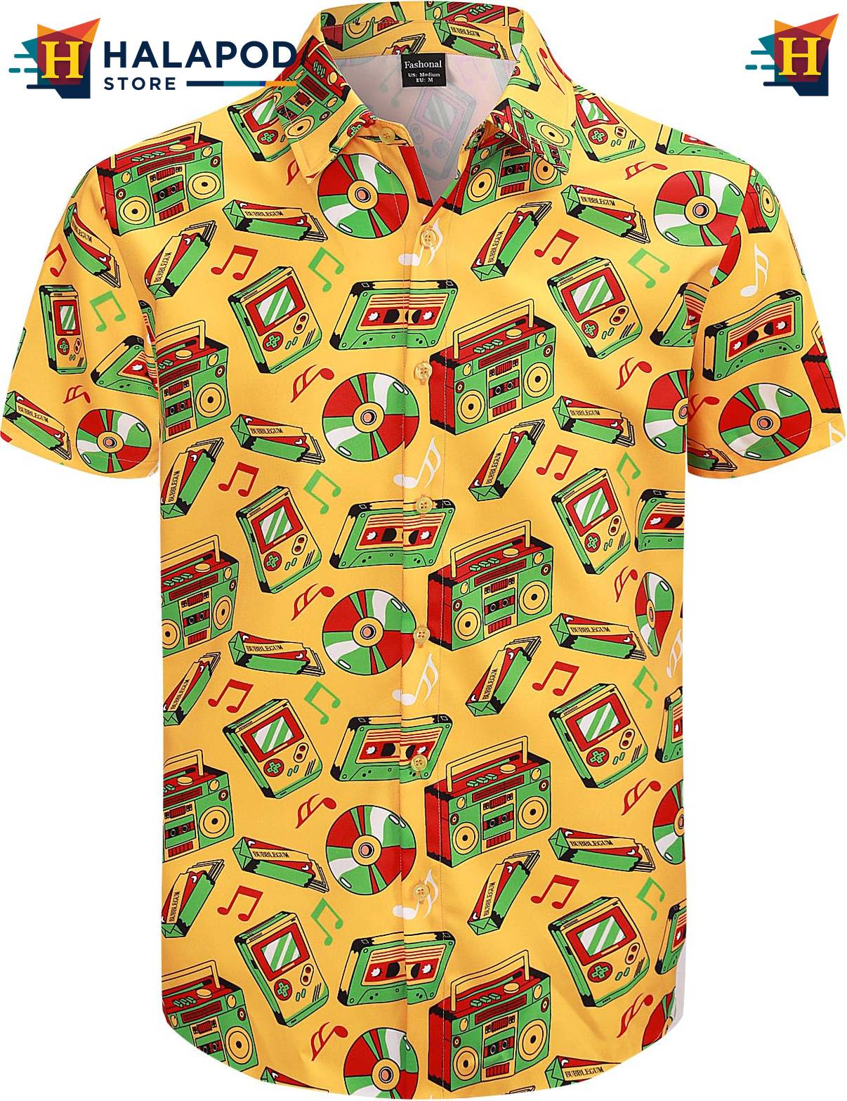 Yellow Tropical Hawaiian Shirt Mens Aloha Beach Button Down Short Sleeve