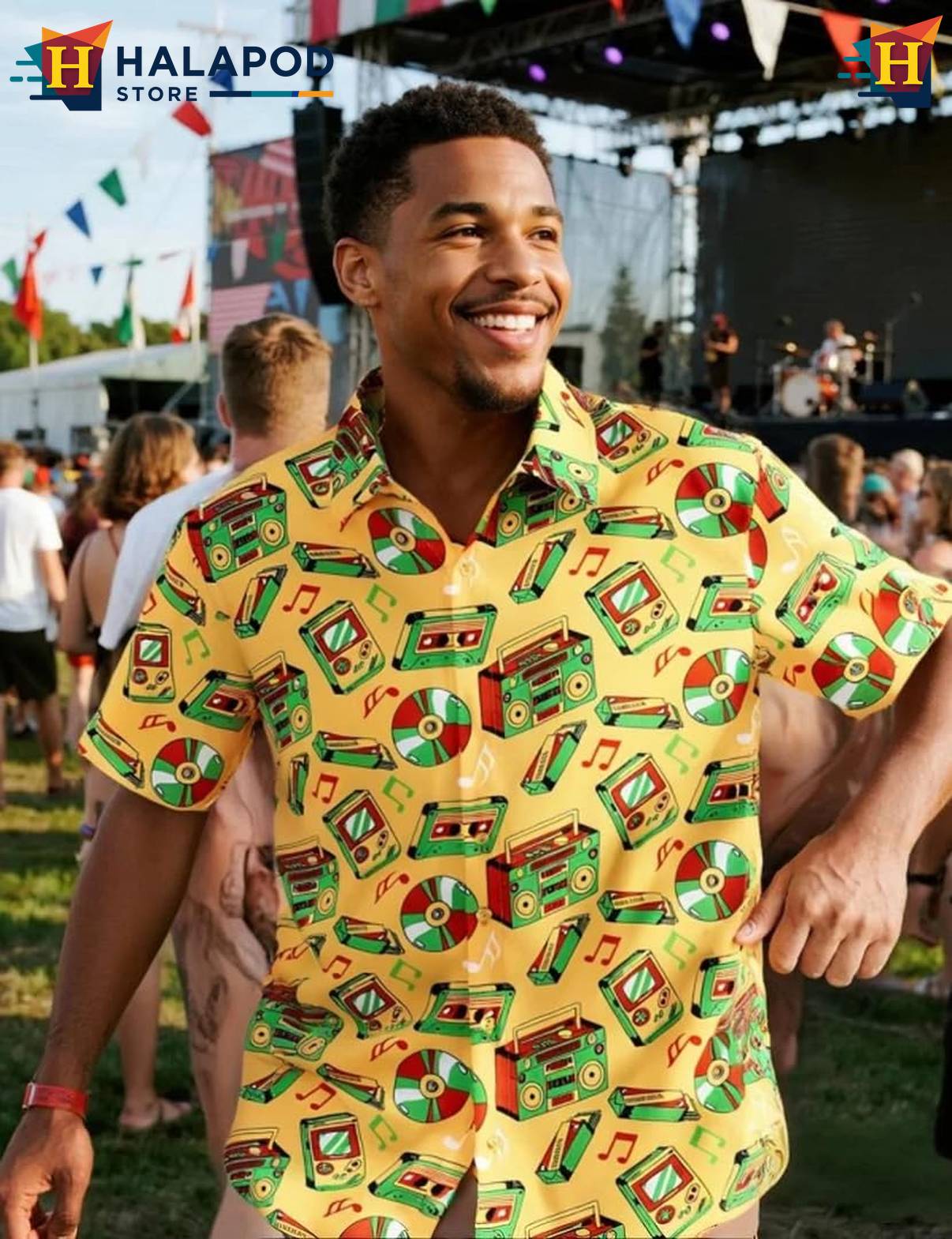 Yellow Tropical Tropical Shirt Mens Aloha Beach Button Down Short Sleeve