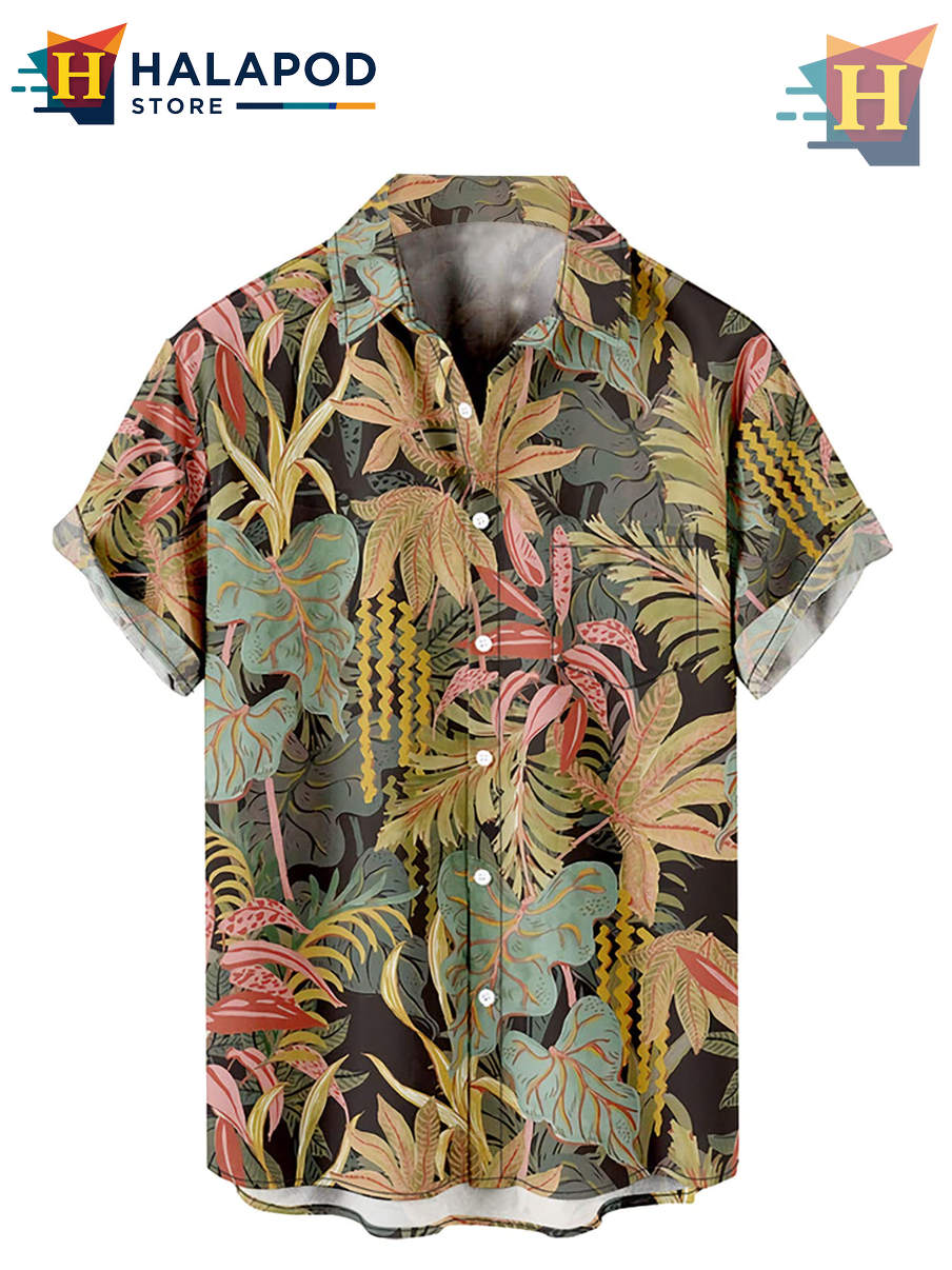 Yellow Tropical Plant Hawaiian Shirt 2026 Holiday Casual Beach Fan Apparel