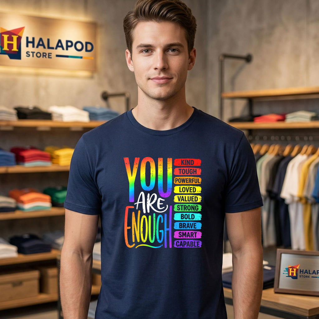 You Are Enough Today Motivational Shirt 2026 Rainbow LGBTQ Pride Fan Apparel