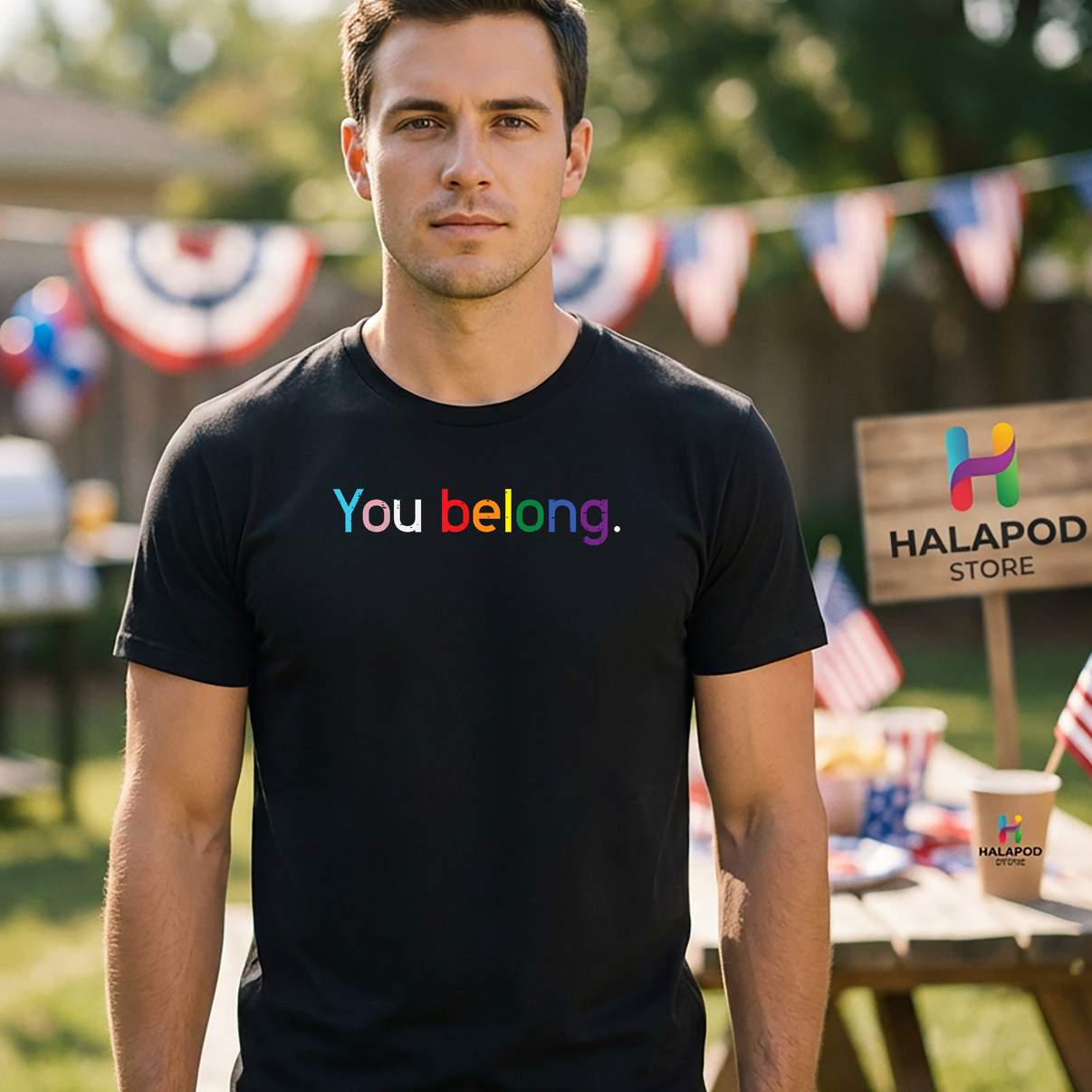 You Belong LGBTQ Ally TShirt Gay Pride Month Rainbow Funny Graphic Design Mens