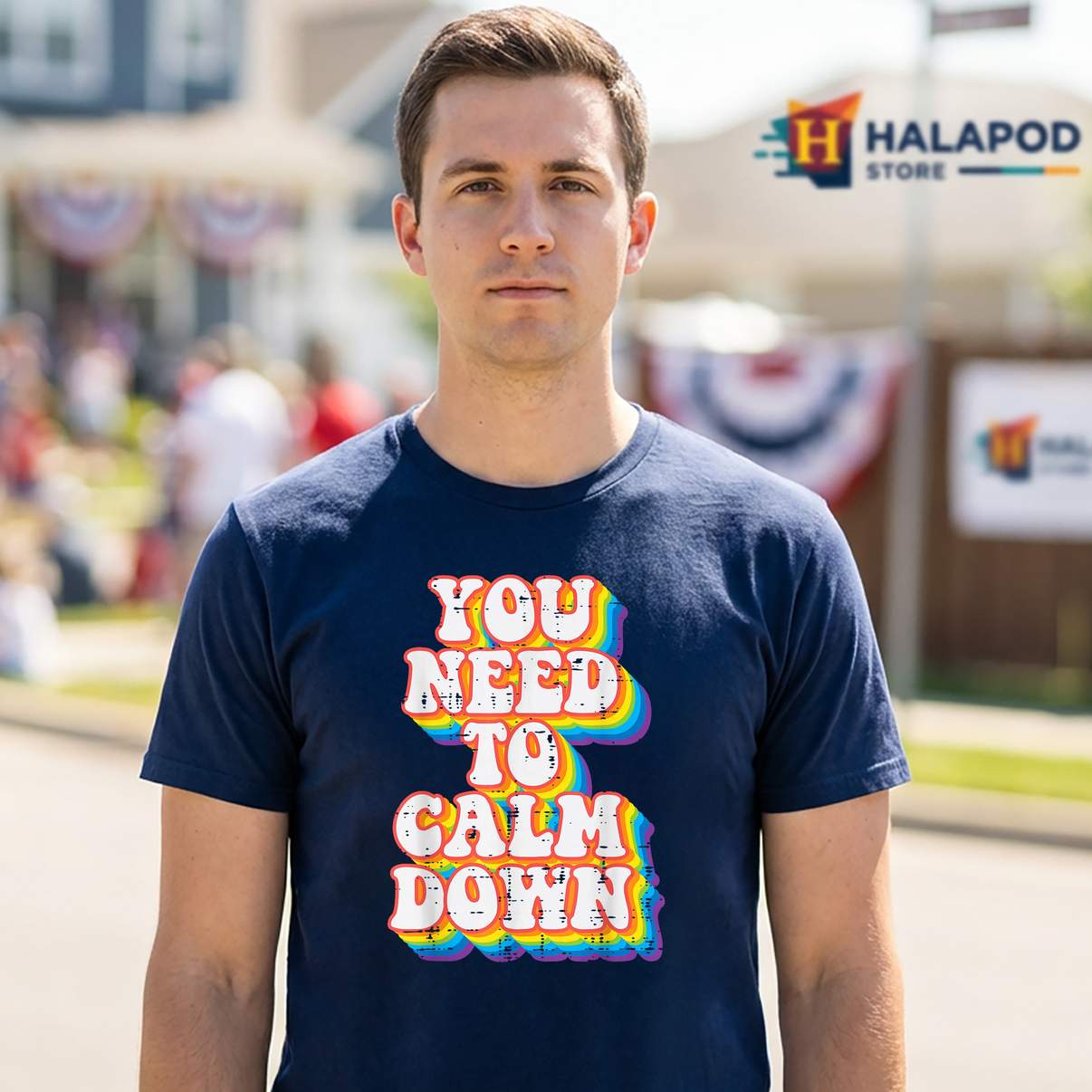 You Need To Calm Down Gay TShirt Rainbow Pride Flag LGBTQ Funny Graphic Womens