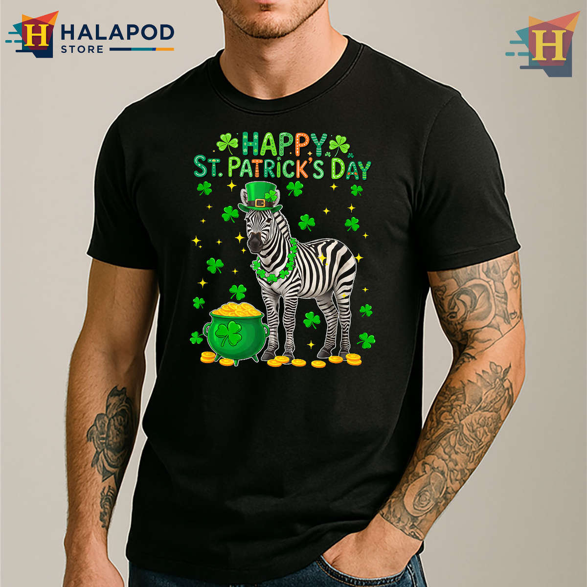 Zebra Shamrocks Kids Graphic St Patrick's Day T Shirts